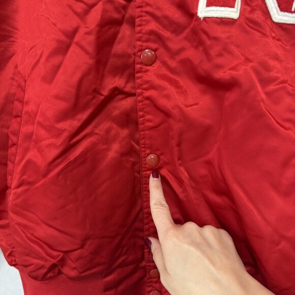 Vintage Nebraska Cornhuskers Bomber Jacket Mens Red NCAA Football Satin 90s - Picture 8 of 10